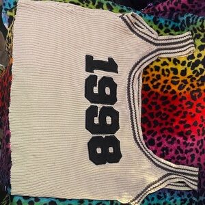 Forever 21 Cream and Black Knit Crop Top